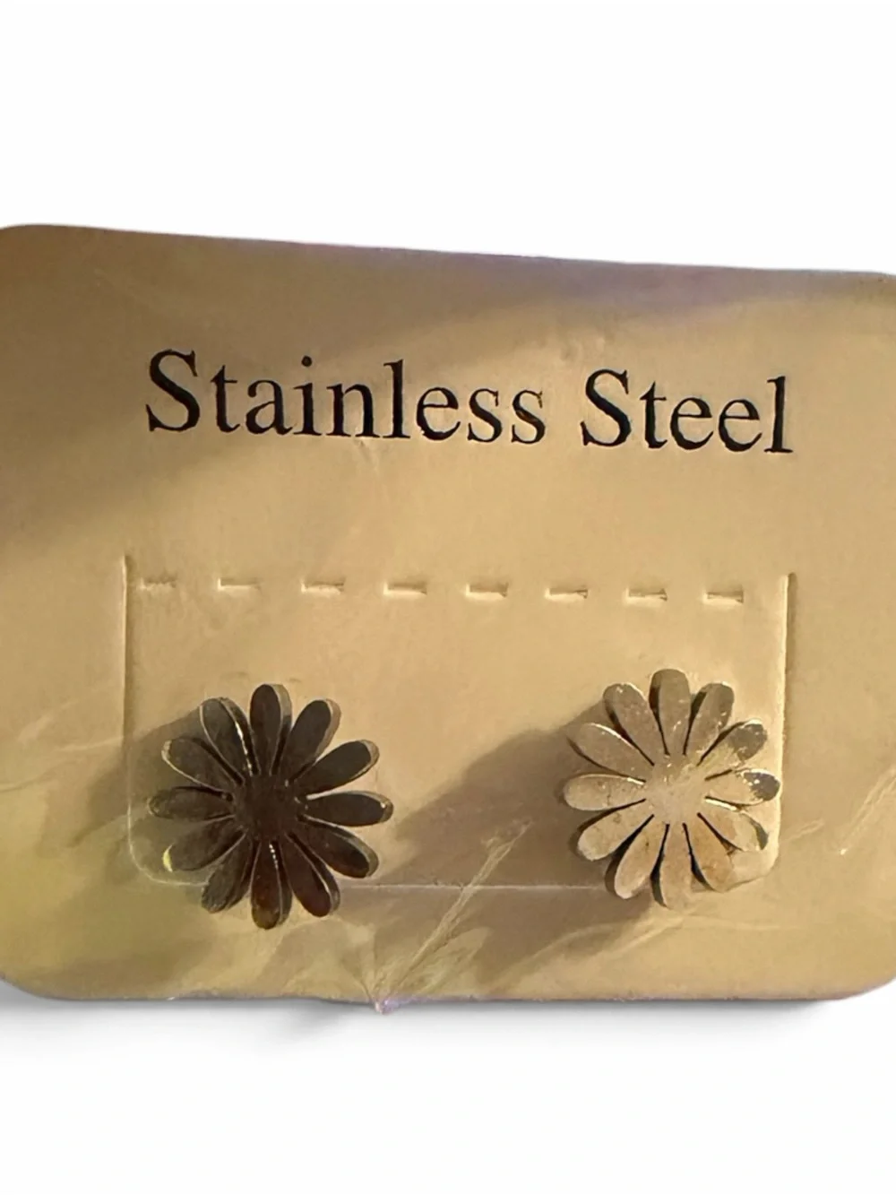 Stainless Steel Floral Daisy Stud Earrings - Silver